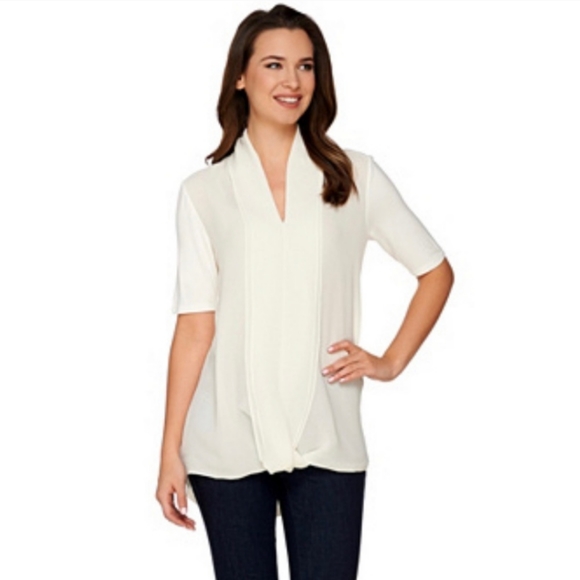 NEW H by Halston  Blouse W/ Shawl Collar - Picture 2 of 12